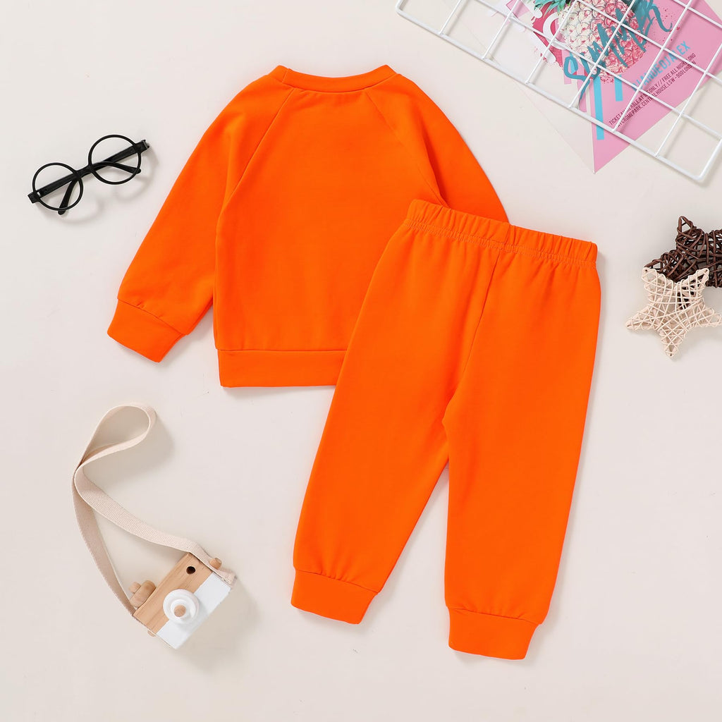 Fall Outfits for Toddler Girl Boy Long Sleeve Sweatsuits Set (Orange, )