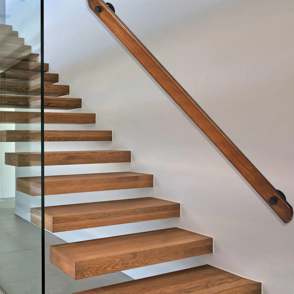 Wood Handrails, Indoor Non-Slip Staircase Handrail, Retro Rustic Wall Mount Railings Handrails, Home Loft Corridor
