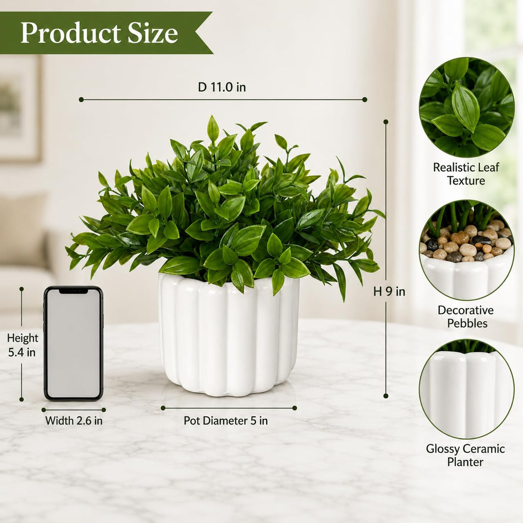 Artificial Eucalyptus Plant, 9" Faux Greenery in Ceramic Pot