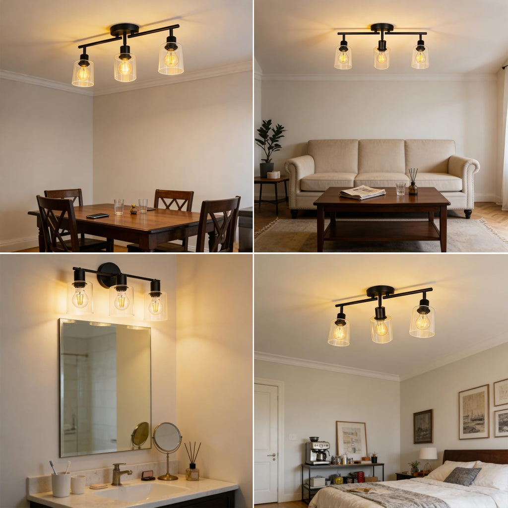 Track Lighting Fixture Black, Ceiling Wall Mount Spotlights