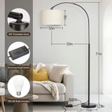 Dimmable Floor Lamp, Arc Floor Lamp with Dimmer, Black Standing Lamp with Adjustable Hanging Shade