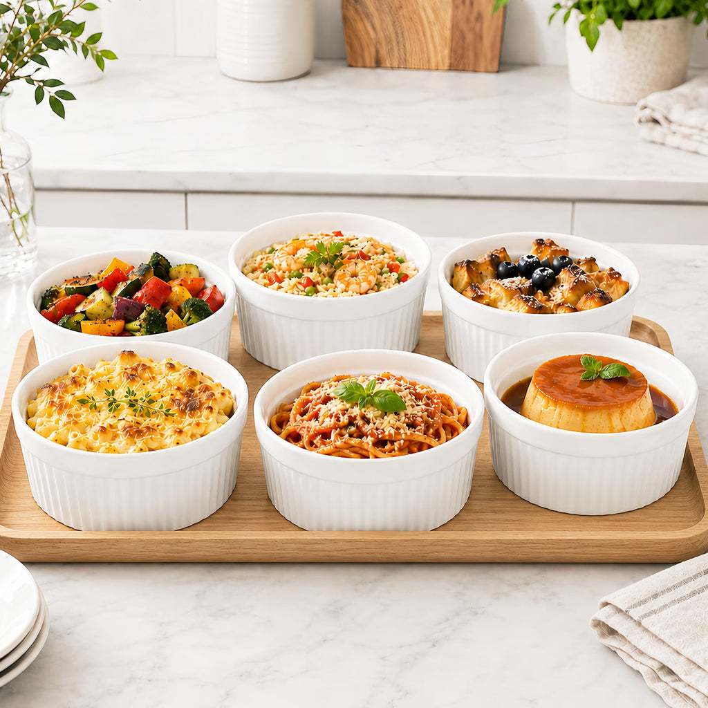 12 oz Oven Safe, 8 Pack Creme Brulee Ramekin Baking Dishes