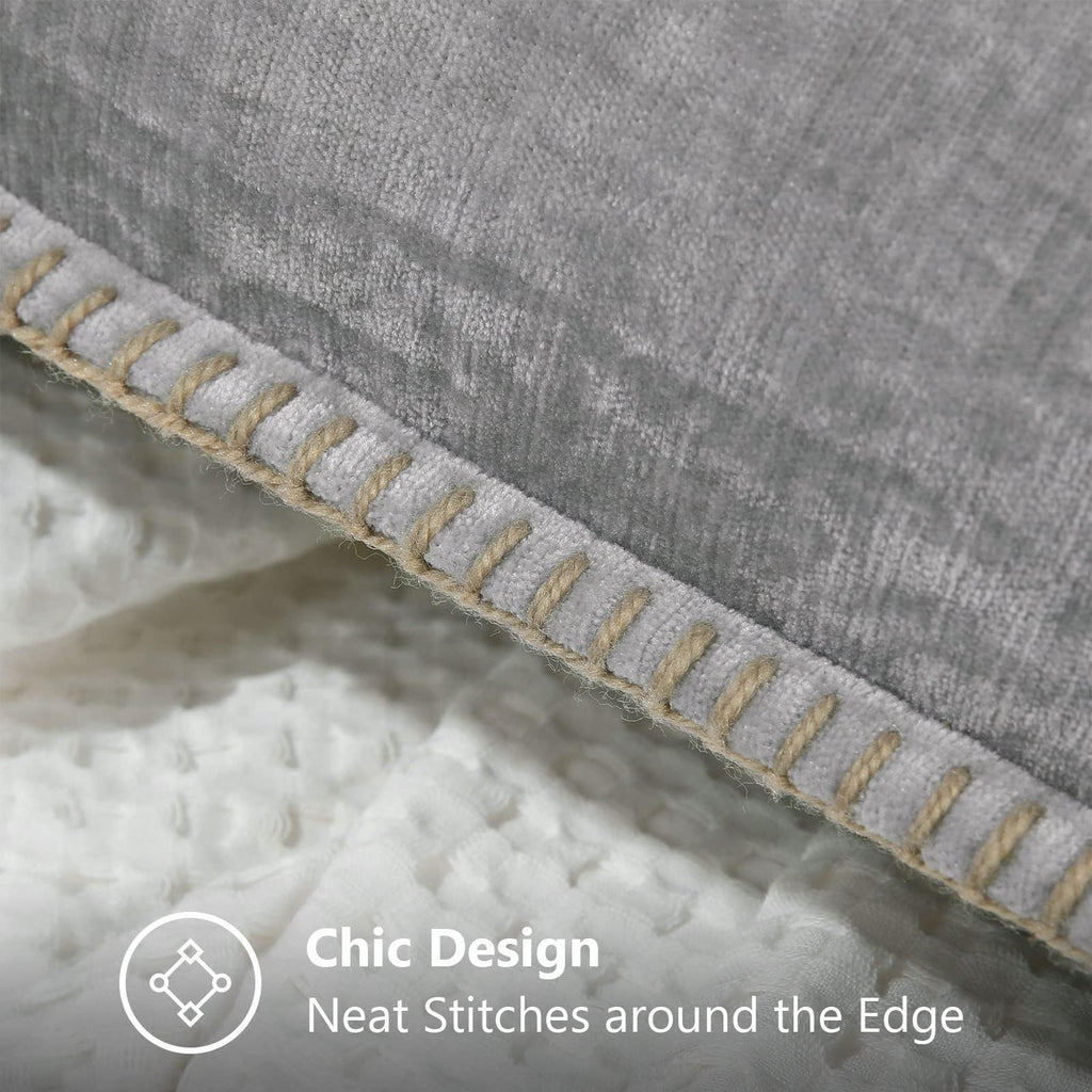 Soft Chenille Throw Pillow Covers 24x24 Set of 2 Neutral Gray