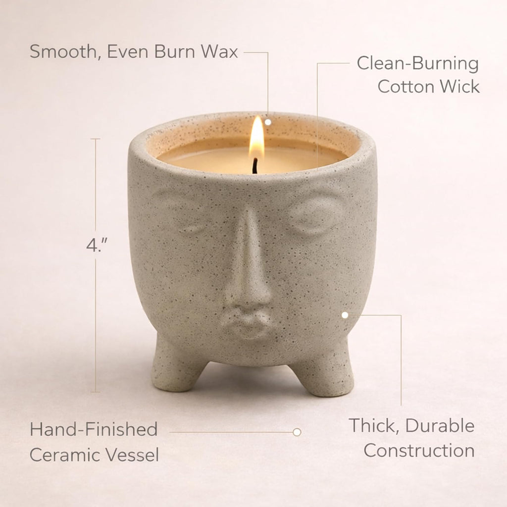 Resting Face Relief Candle 6 oz Sculptural Wax Decorative Accent Long Burning Aromatherapy Relaxation Home Decor