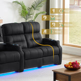 Home Theater Seating, Top Grain Leather Sectional Seats Recliner Chair