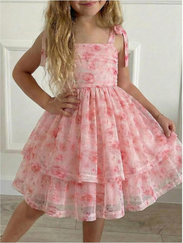 Toddler Girl's Floral Layered Ruffle Tank Dress Cute Summer Outfits