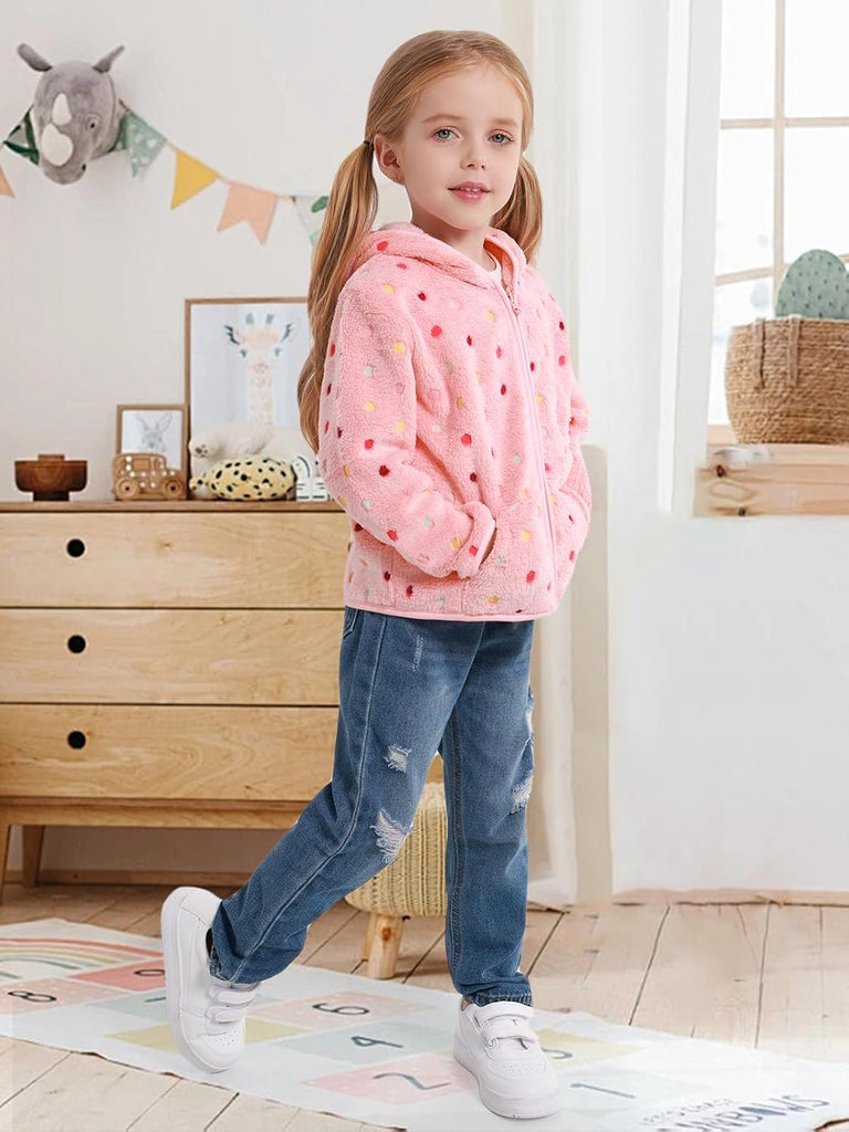 Toddler Baby Girl Fleece Jackets Fall Clothes Hooded Zip Fuzzy Coats