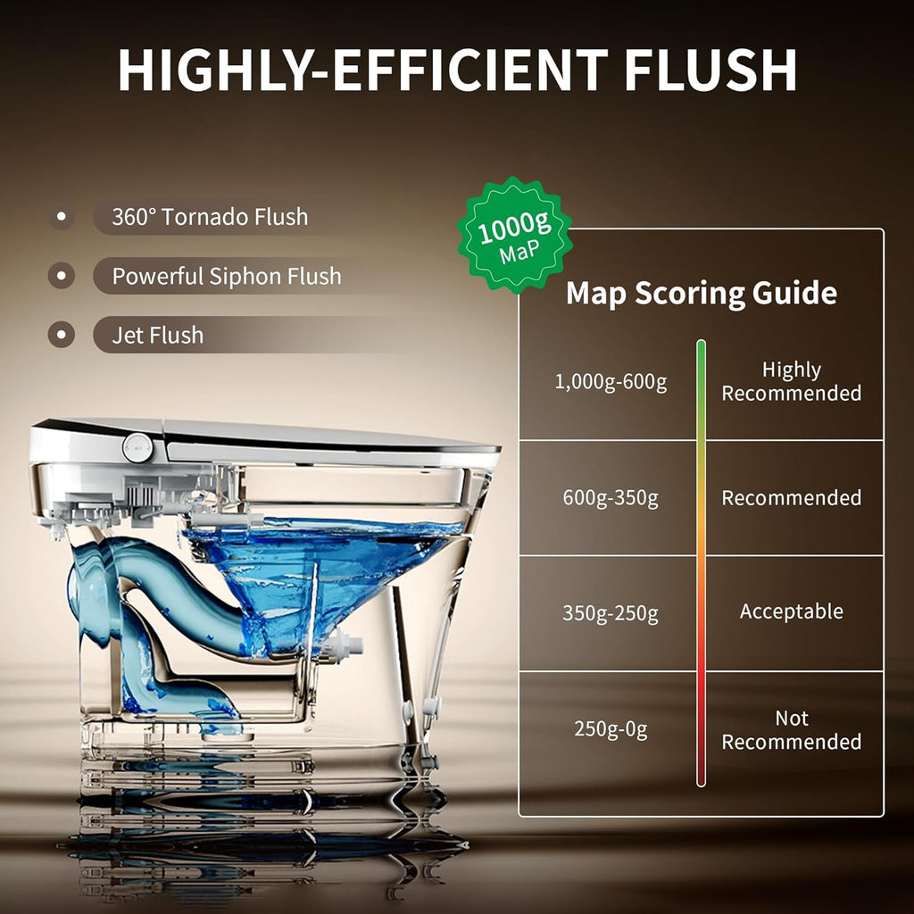 Smart Toilet Auto Open & Close One Piece Tankless Toilet with Bidet Built in Auto Flush Warm Water Air Dryer Heated