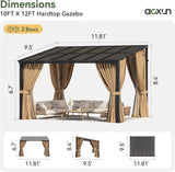 10'x12' Lean to Gazebo with Mosquito Net and Curtains, Alumi - Image 8