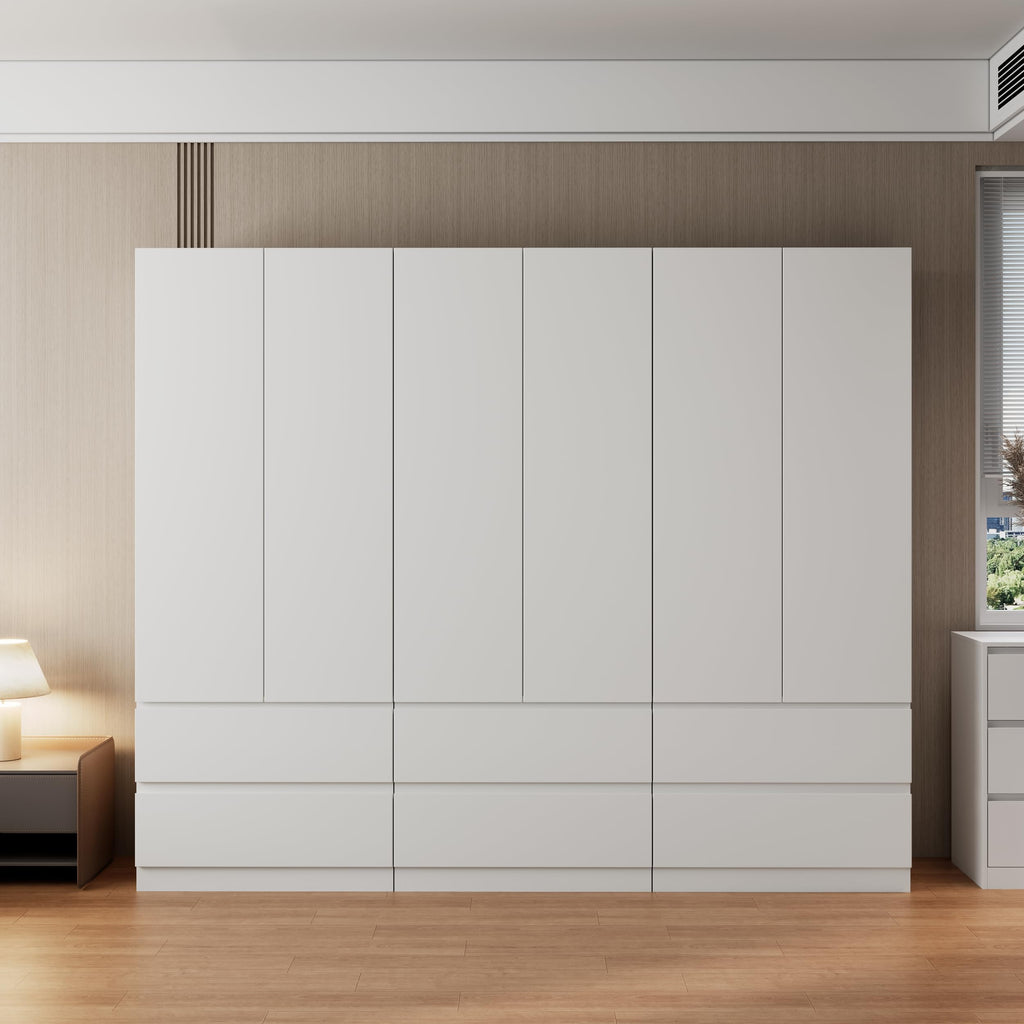 White Armoire Wardrobe Closet with Large Capacity, 78.74" Tall Bedroom Armoire, Wooden Wardrobe Cabinet with 2