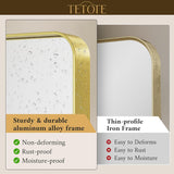 40 x 30 Inch Gold Bathroom Mirror, Brushed Brass Metal Frame Mirror for Vanity, Rectangle Wall Mounted Golden Modern