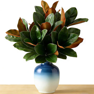Magnolia Stems, Faux Magnolia Leaves Branches, 6Pcs