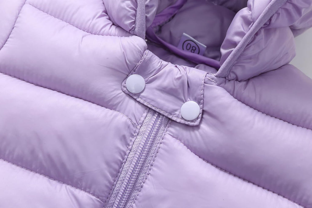 Baby Puffer Jacket Hooded Light Winter Coats Bear Ears Zipper Up Down Coats Outwear for Toddler Boys Girls