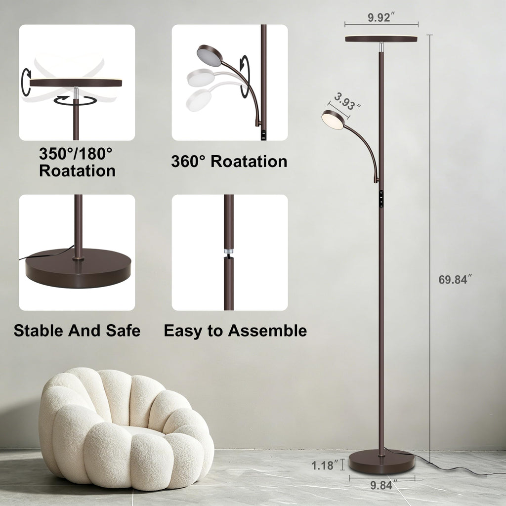 Floor Lamp-42W/4200LM Super Bright Floor Lamp,Dimmable 2-in-1 LED Floor Lamp,Torchiere Floor Lamps with Remote &
