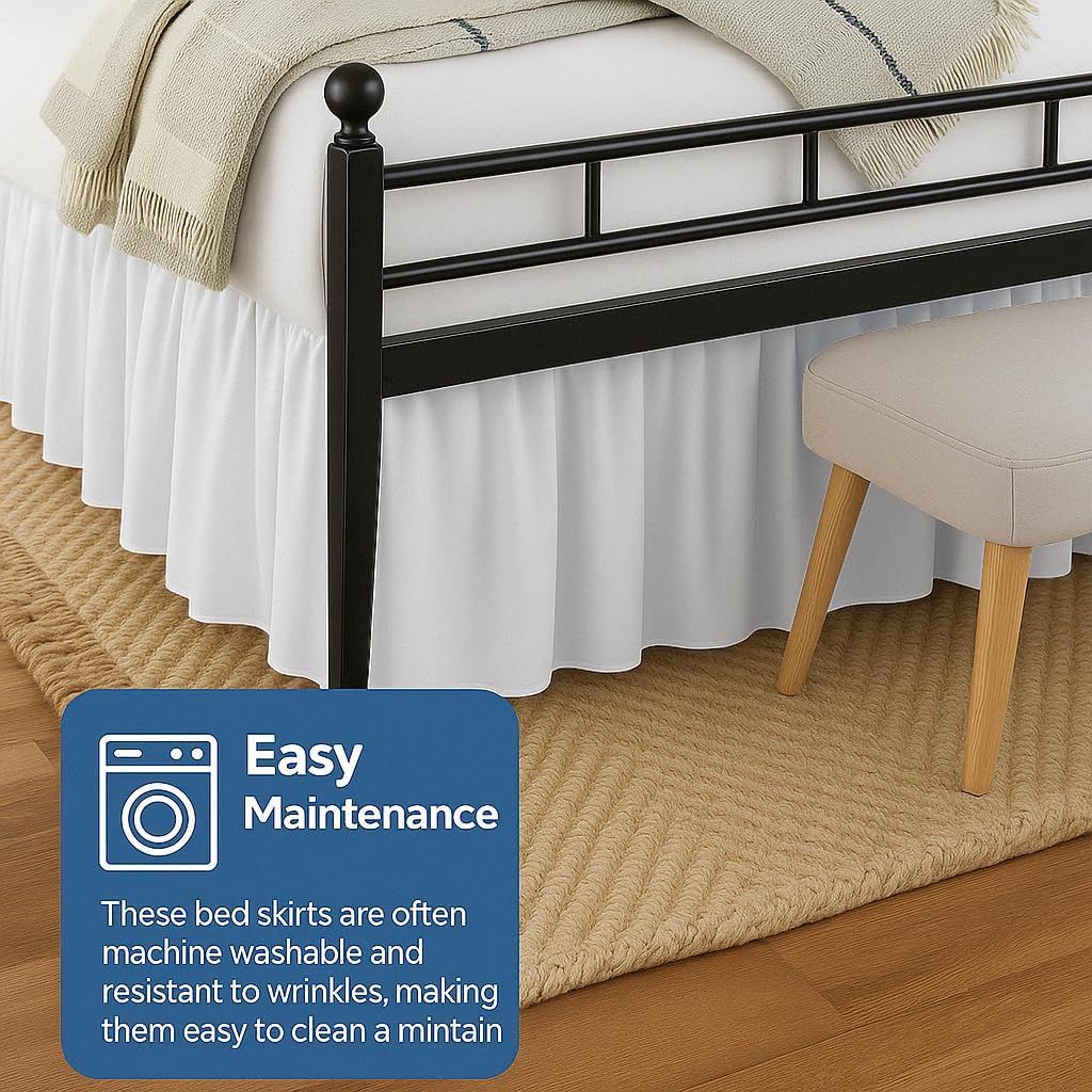 Ruffled Bed Skirt Split Corners with Platform, Tailored Fit Hotel Quality Wrinkle Free Ultra-Soft Microfiber Dust