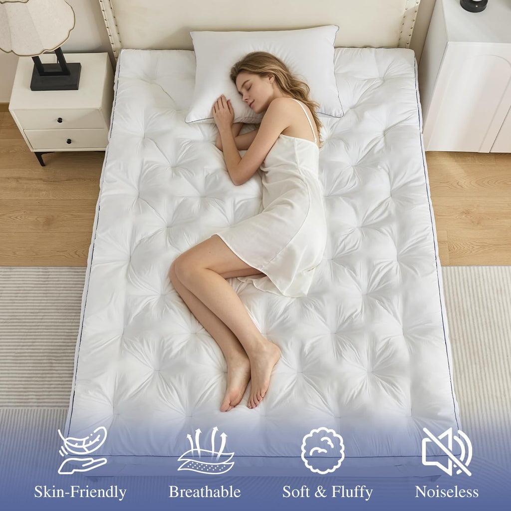 5 Inch Memory Foam Mattress Topper Queen Size, Extra Thick Supportive Pillow Top Mattress Pad, Breathable & Fluffy