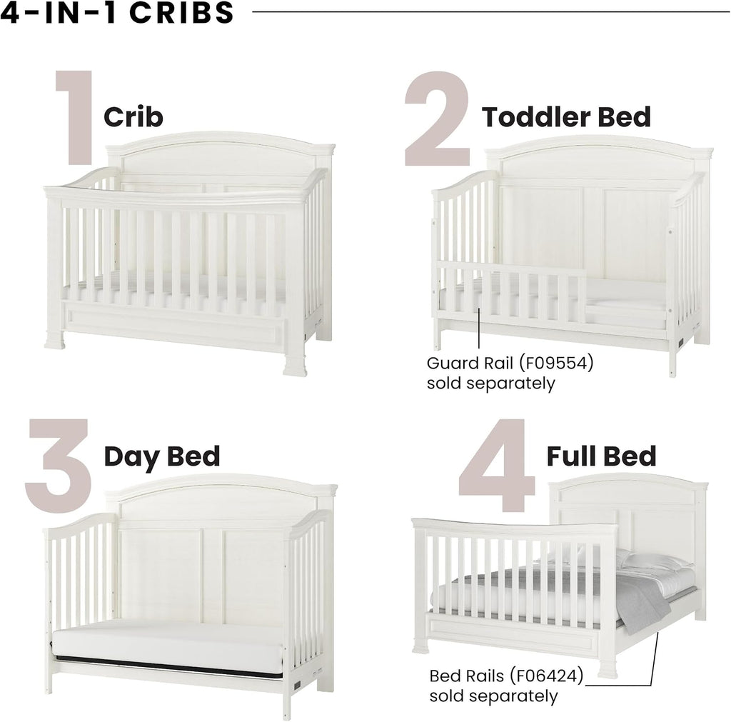 Westgate Crib, Double Dresser, Chest, and Nightstand Nursery Set, 4-Piece, Includes 4-in-1 Convertible Crib, Dresser