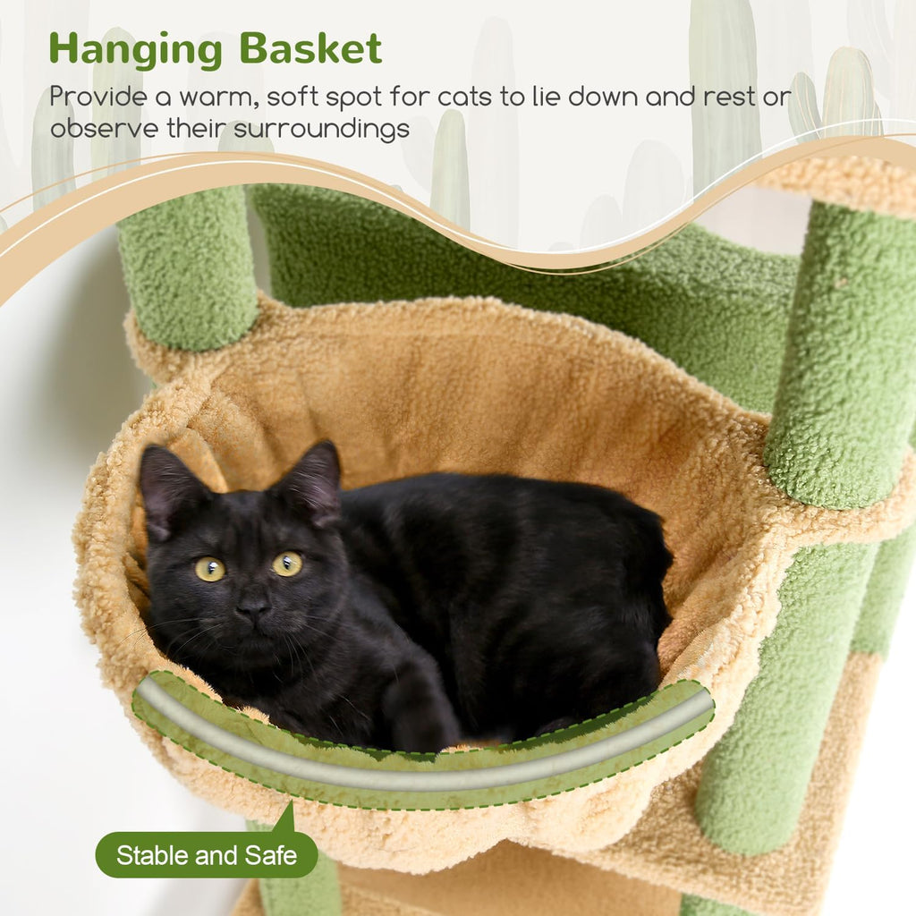 Extra Tall Cat Tree Tower for Indoor Cats, 76in, Cactus
