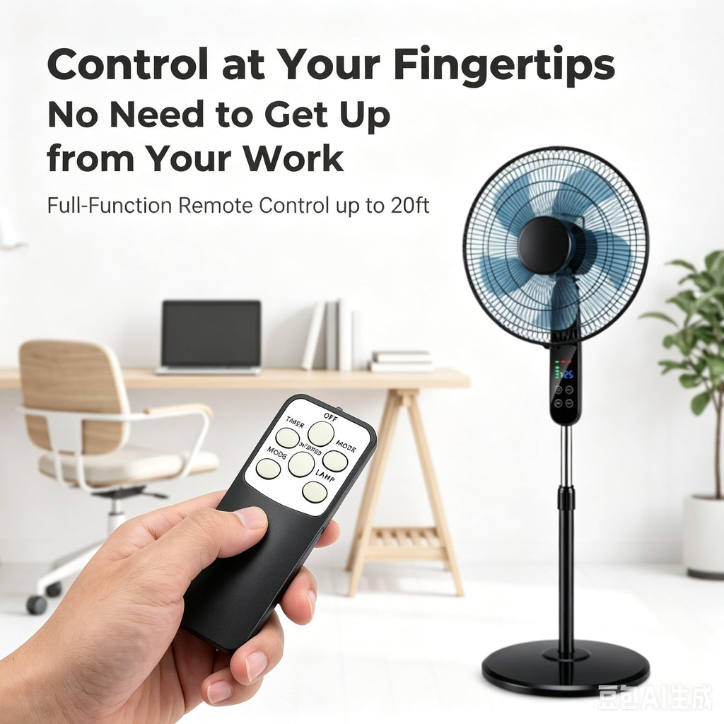 16" Pedestal Fan with Touch Screen & LED Celsius Thermometer