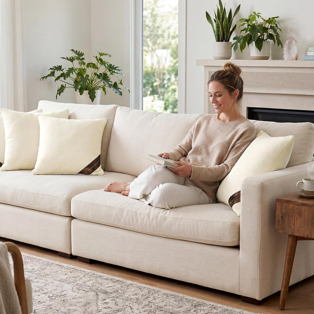 18x18 Pillow Inserts - Shredded Memory Foam with 3-Layer Hybrid Construction - Supportive 18 Inch Pillow - Set of 2