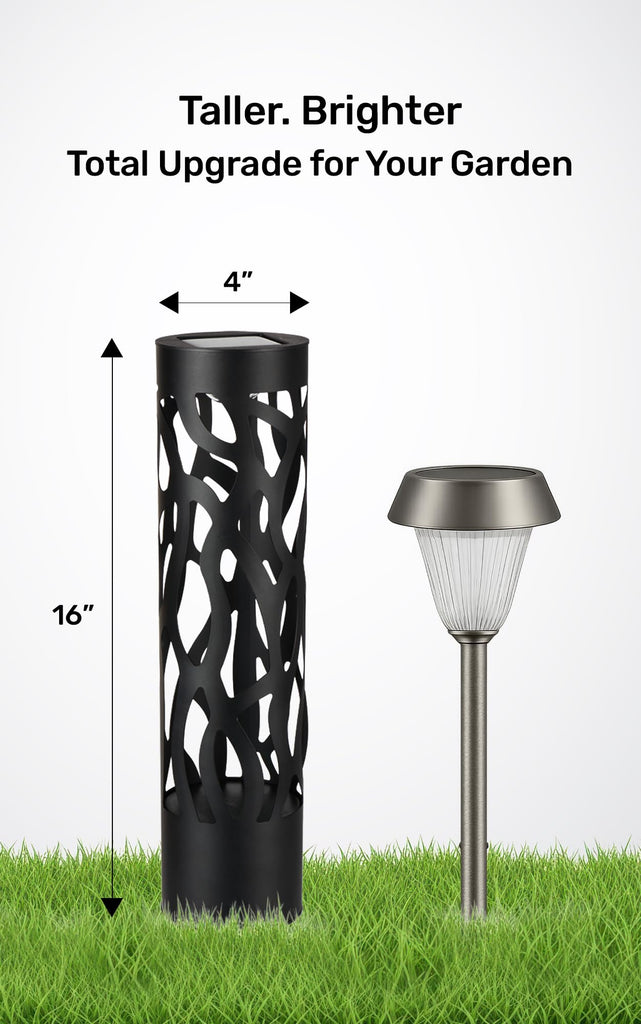 Secure Solar Bollard Pathway Lights, 4-Pack, Black, 4"x16"