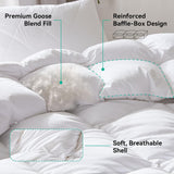 Queen Goose Feather Down Fiber Comforter - Ultral Soft All-Season Down Duvet Insert Fluffy Baffle Bo