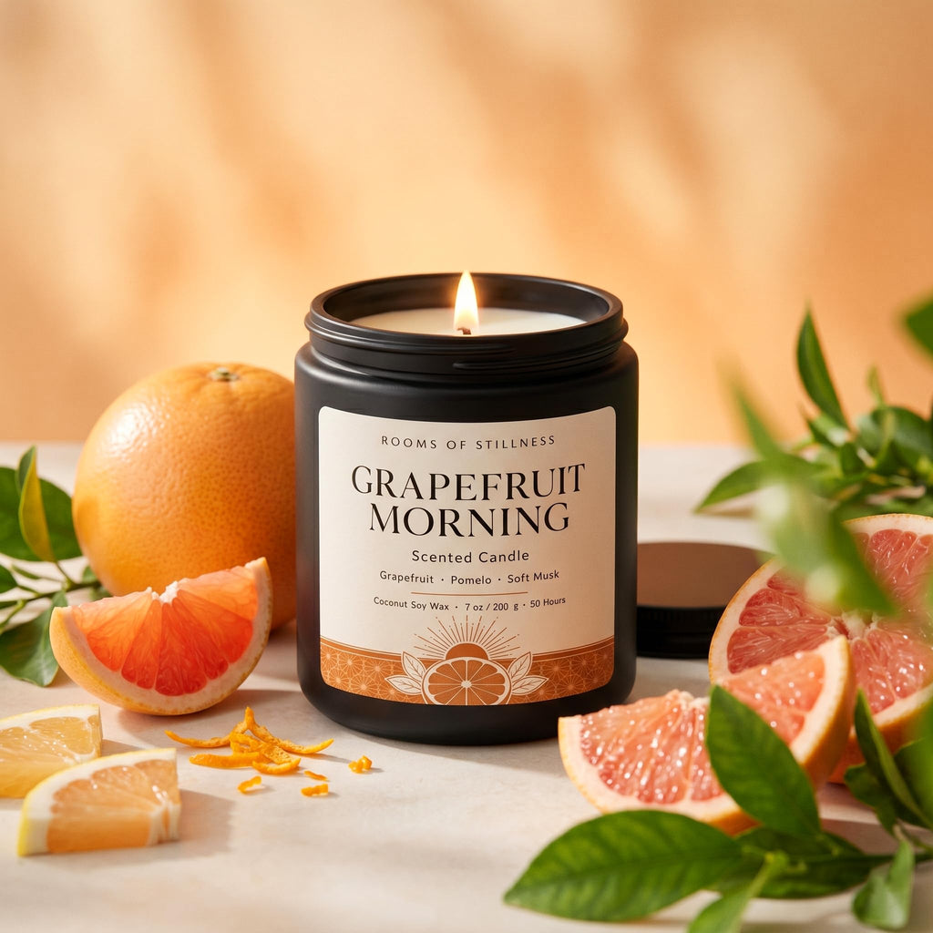 7OZ Grapefruit Scented Candle, Strong Room-Filling Aroma, Luxury Coconut Soy Wax Blend Jar Candles, 50H+ Long