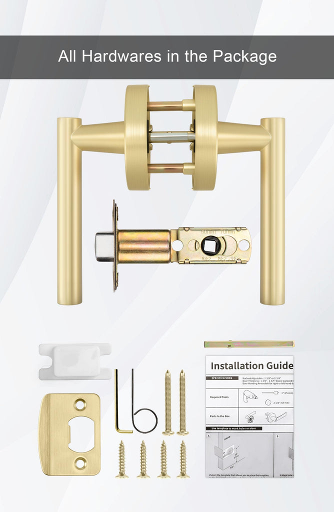 Gold Door Handles, Zinc-Alloy Heavy Duty Interior Door Handles, Passage Door Handle, Door Lever Hardware s and