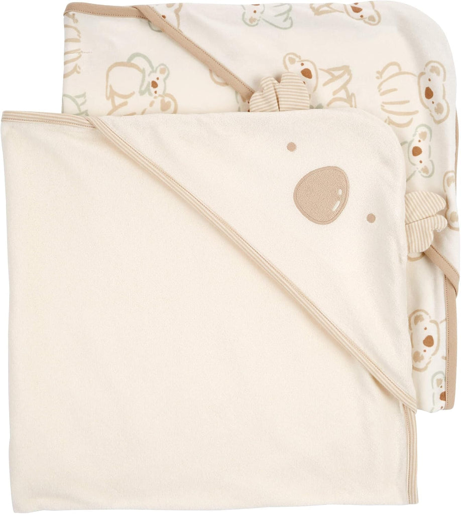 Hooded Towel, Pack Cozy Post-Bath Essential, Soft Absorbent Terry Cotton Bath Wraps with 3D Animal Design (2pk