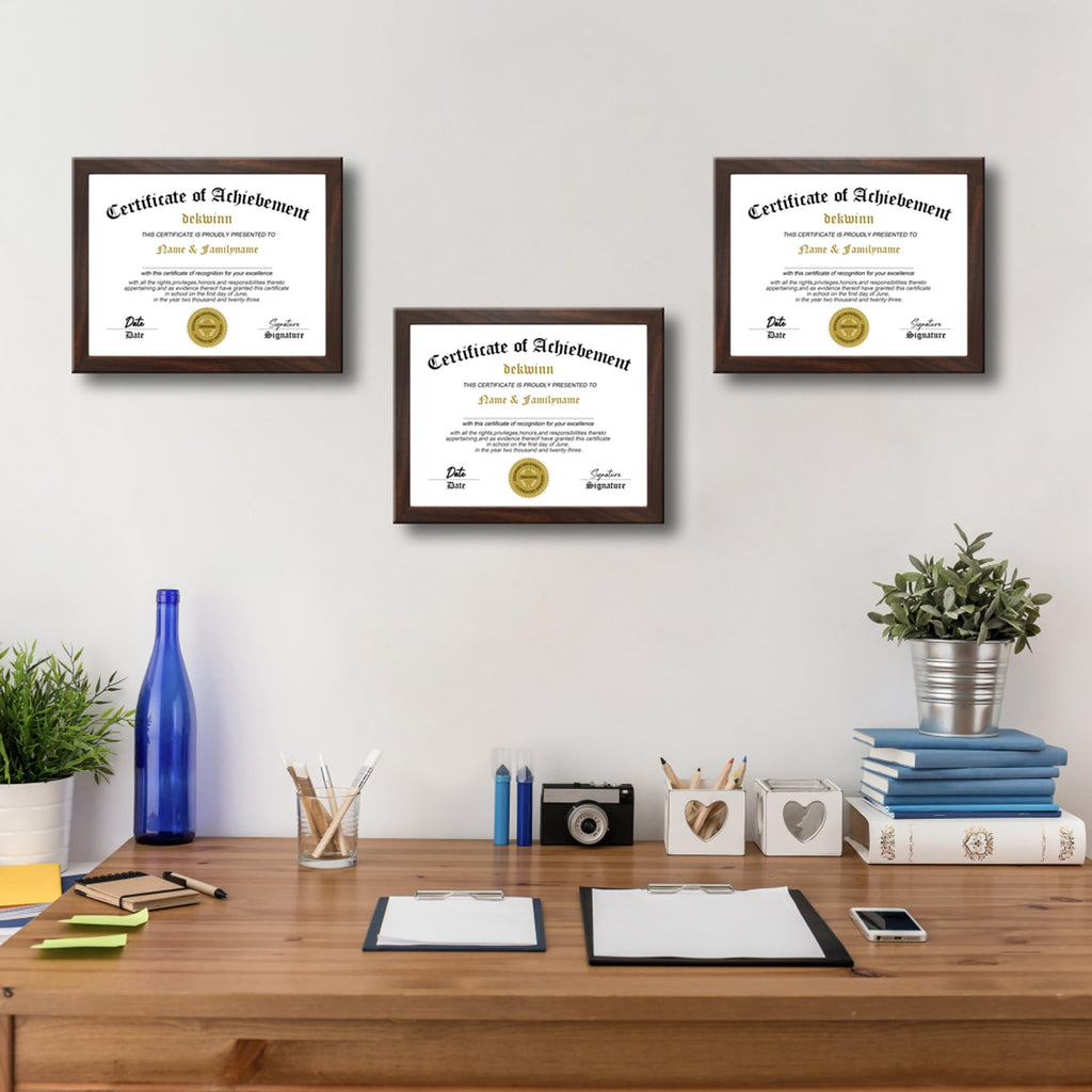 8.5x11 Diploma Frame Certificate Document Frame Set of 3 with High Definition Glass, Picture Frame for Wall and