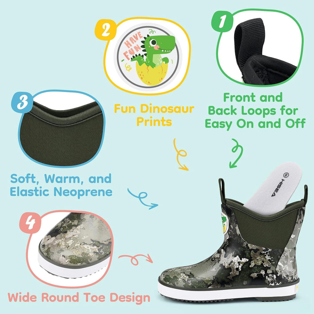 Kid's Deck Boots Waterproof Lightweight Ankle Rain Boots