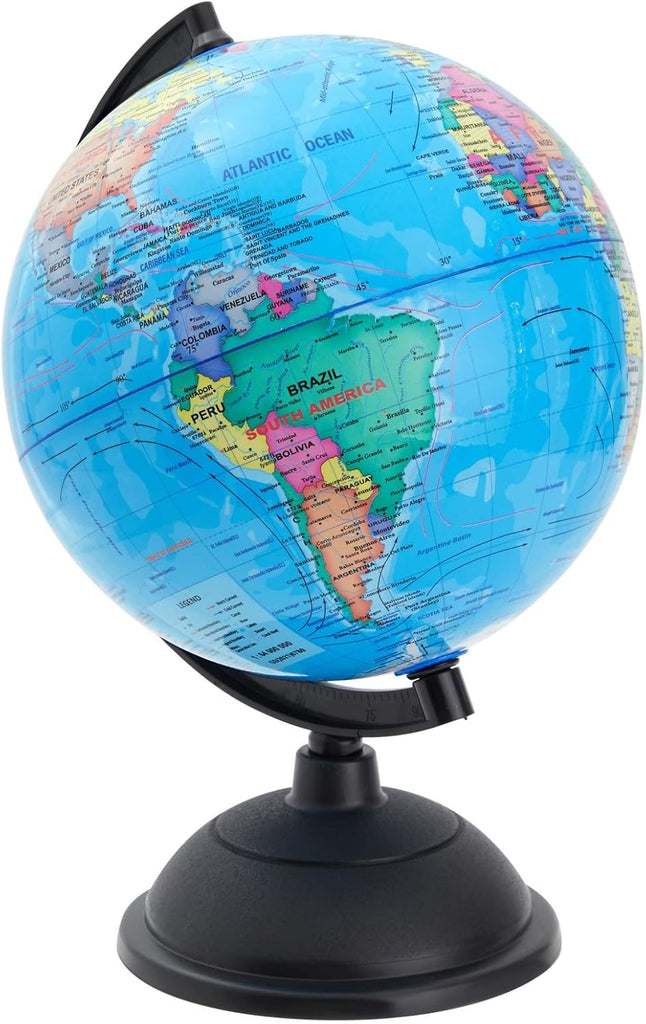 World Globe for Kids - 8-Inch, Multicolor with Plastic Stand - Educational Desk Globe with World Map for Kids &