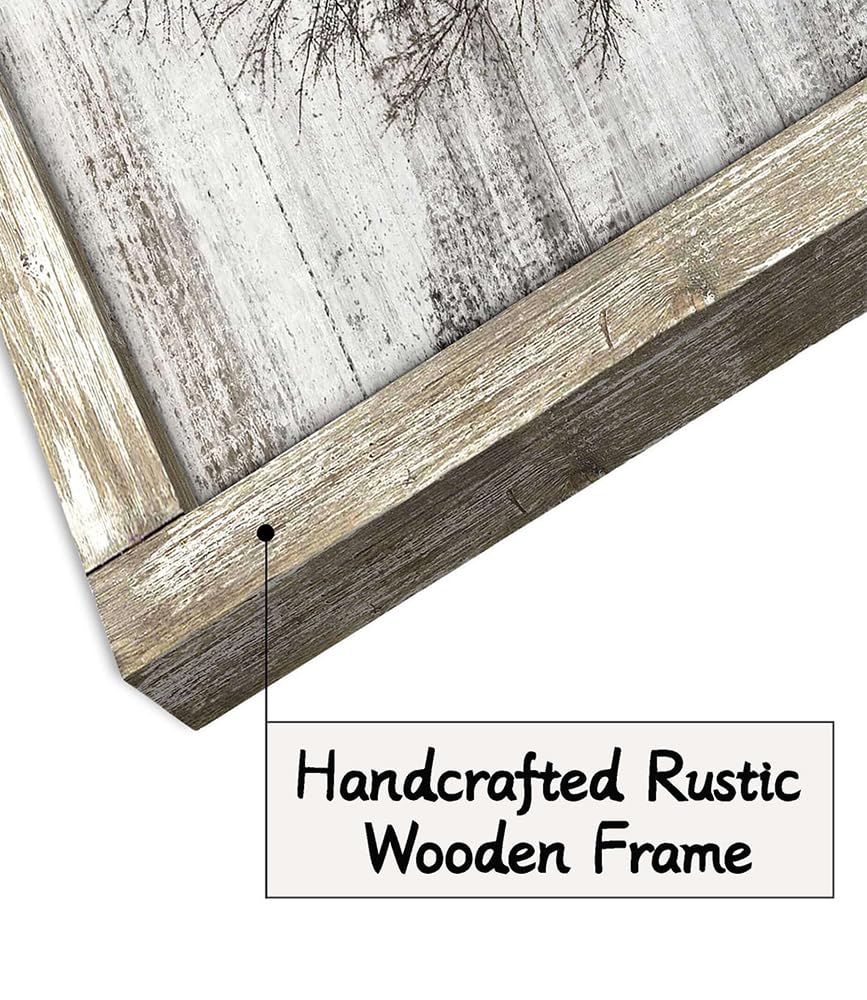 Barn Framed Wall Art Farmhouse: Rustic Farm Wood Picture Decor Large Windmill Country Scene Painting Horizontal