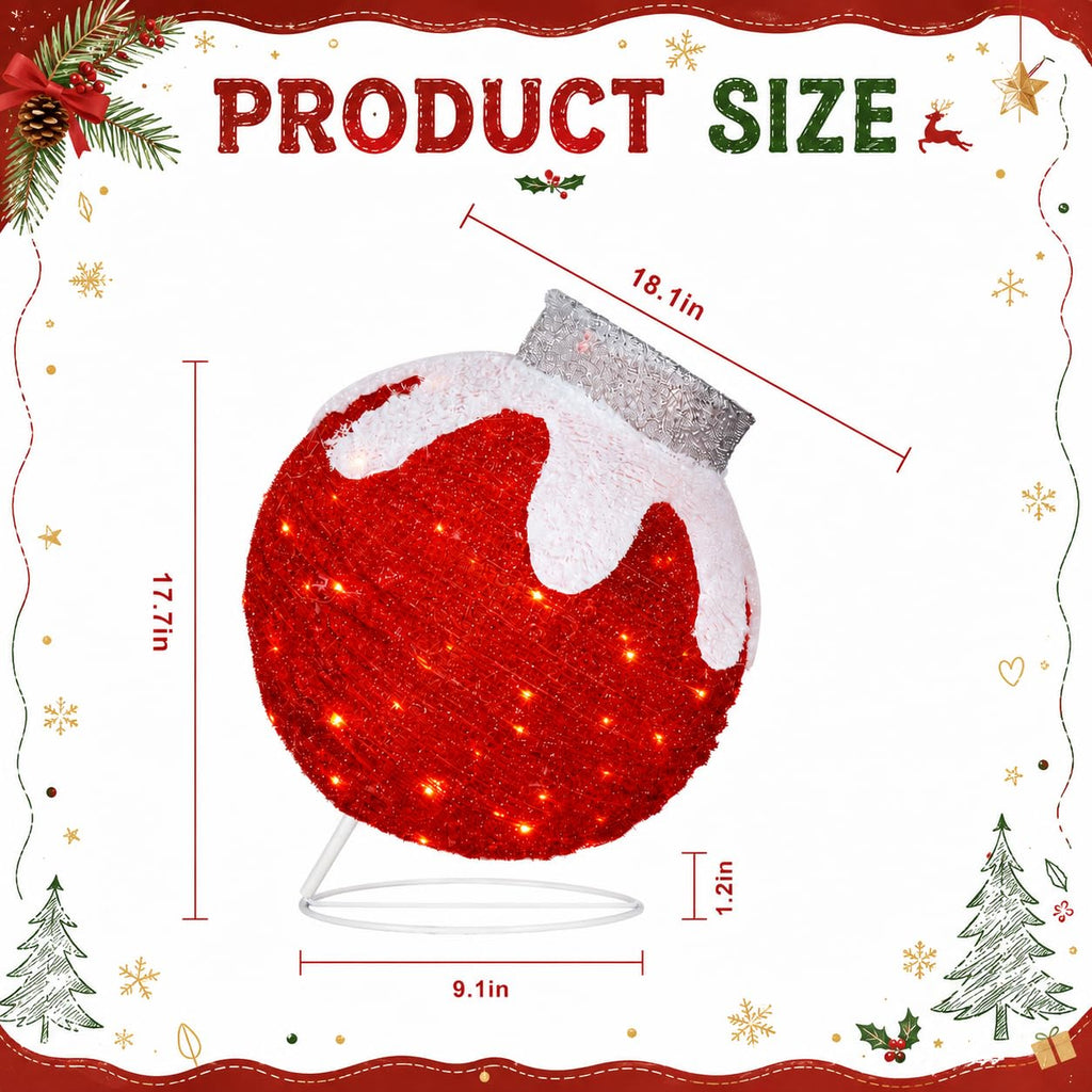 2 Pcs Lighted Outdoor Christmas Ornaments, 160 LEDs, Red and Green