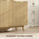 Fluted Sideboard Buffet Cabinet, 55" Modern Accent Console Cabinet with 4 Doors, 2 Adjustable Shelves and 5 Wood Legs