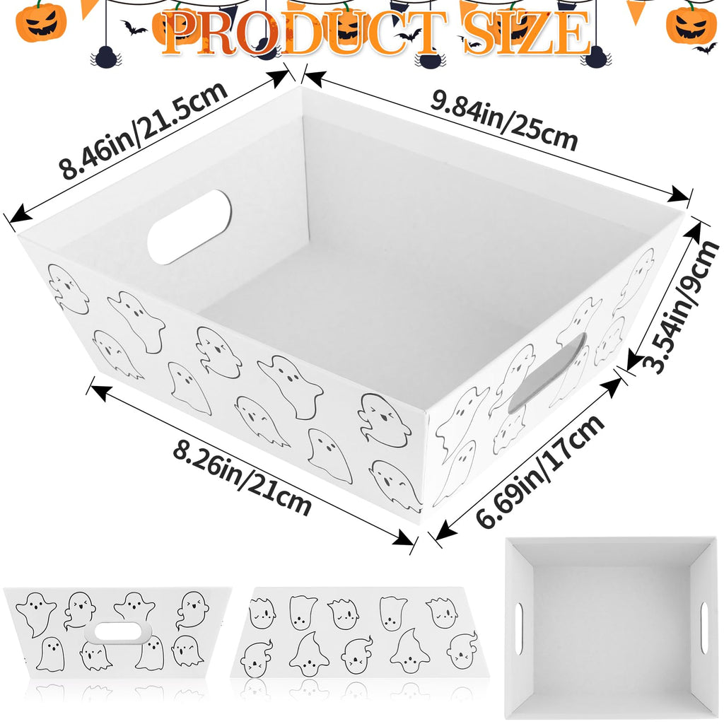 36Pcs 12 Pack Halloween Basket Boo Basket Set 8x10inch Ghost Baskets for Gifts Empty to Fill with Baskets Empty Bags