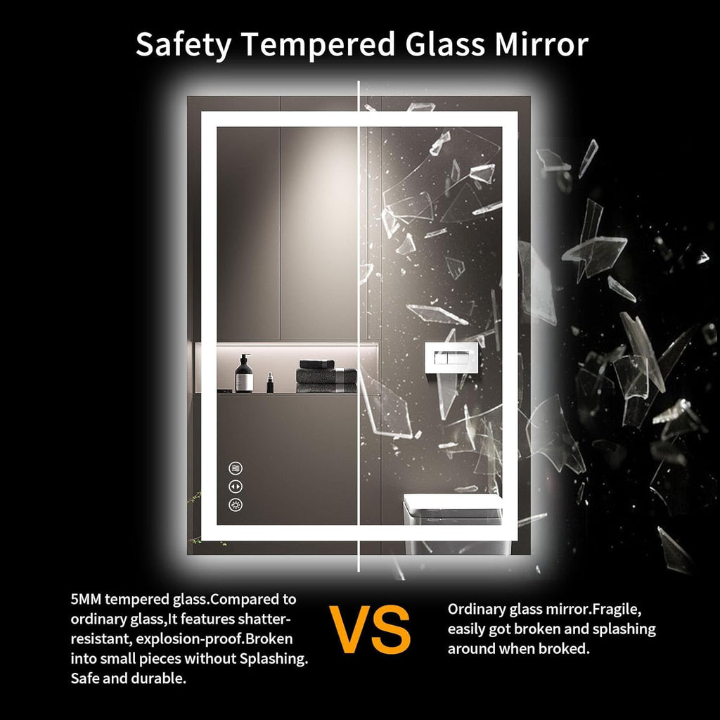 24X32 LED Bathroom Mirror with Lights, Anti-Fog, Dimmable, Backlit + Front Lit, Lighted Bathroom Vanity Mirror for