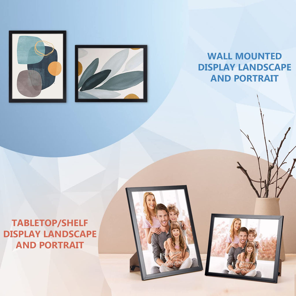 Black 8x10 Picture Frame Set of 18, Multi Photo Frames 8 by 10 Bulk for Wall Hanging or Tabletop Display