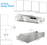 30 Inch Stainless Steel Wall Mount Range Hood 700 CFM 3 Speed Touch Control, LED Lights Convertible Ducted/Ductless