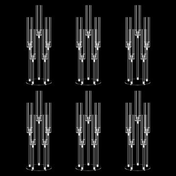 Clear 5 Arms Candlesticks Holder with Acrylic Shade,26'' Tall Acrylic Candelabra Centerpieces for Candlelight Dinner