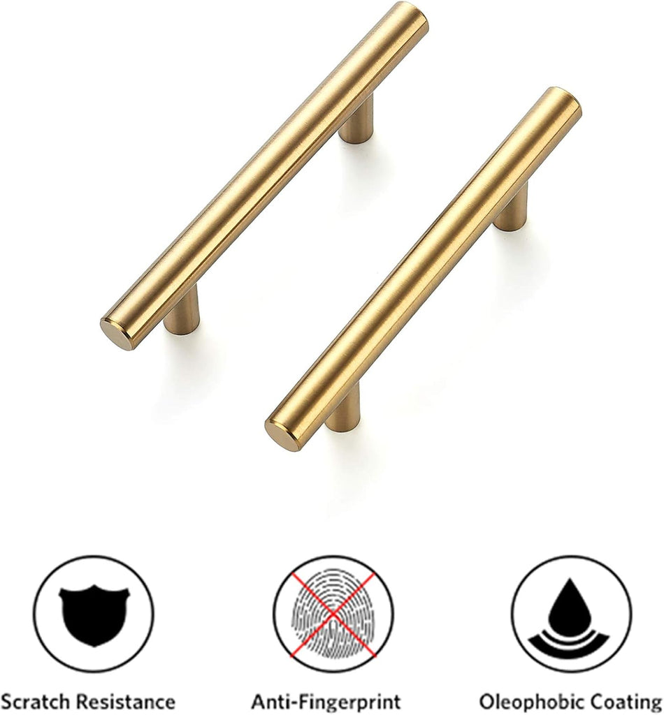 30 Pack 6 inch Cabinet Pulls Brushed Brass Stainless Steel Kitchen Drawer Pulls Cupboard Handles Cabinet Handles 3.75”