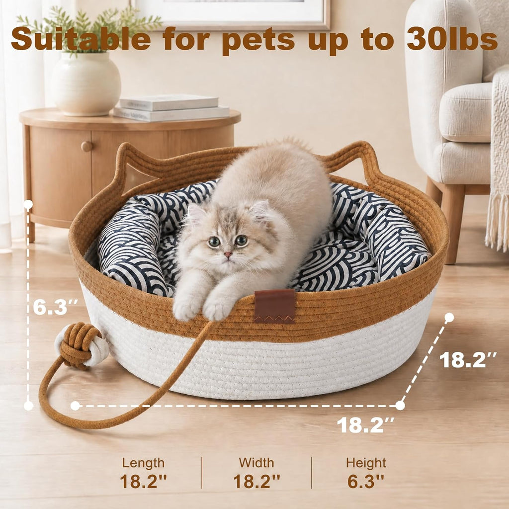 Stimuli Handwoven Cat Basket, Instinct Basket for Cats Basket Bed, Cat Bed