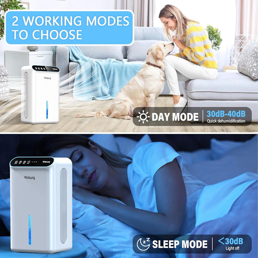 Dehumidifier for Home 1000 sq.ft - Small Quiet Dehumidifier with Auto Shut Off, Aromatherapy, 3 Gear Timer, Sleep Mode