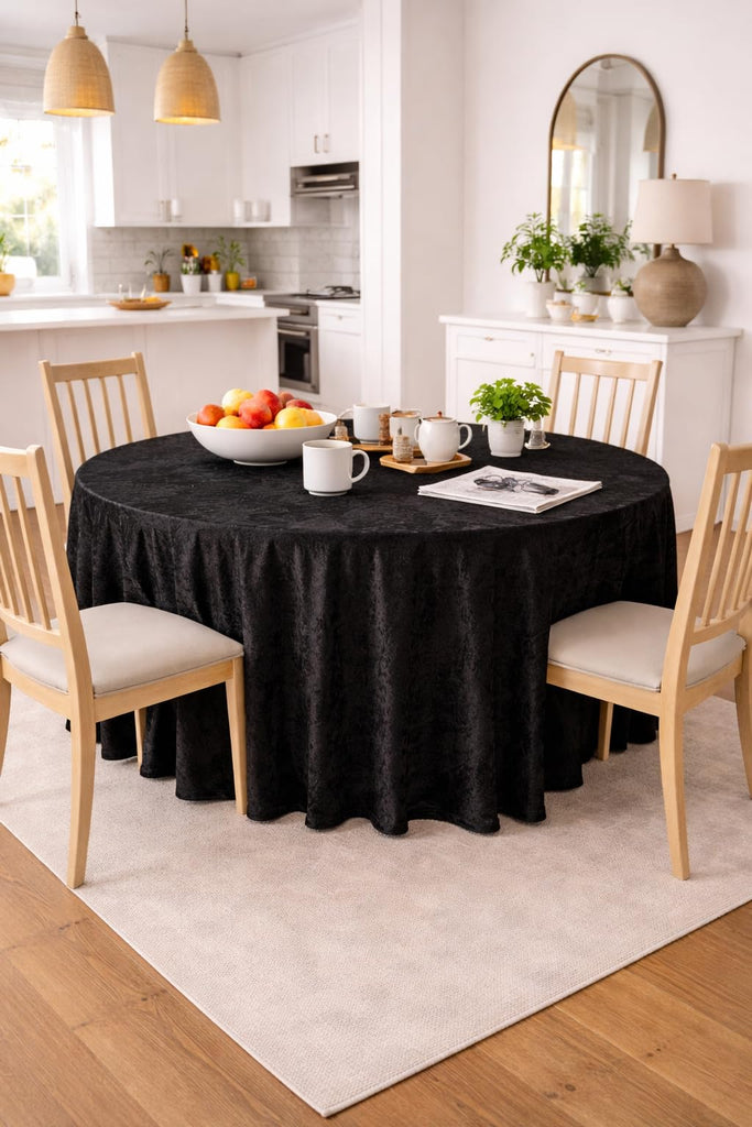 Lush Panne Velvet Round Tablecloth - 120 Inch Elegant Velvet Table Cover for Weddings, Banquets, Holiday Dinners &