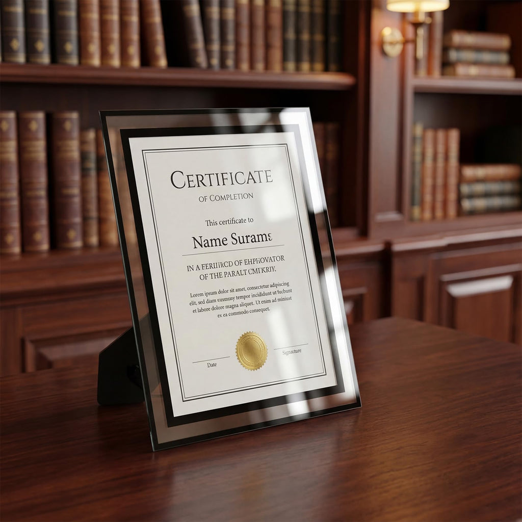 12 Pack 8.5 by 11 Black Glass Certificate Frame, 8.5x11 School Frame