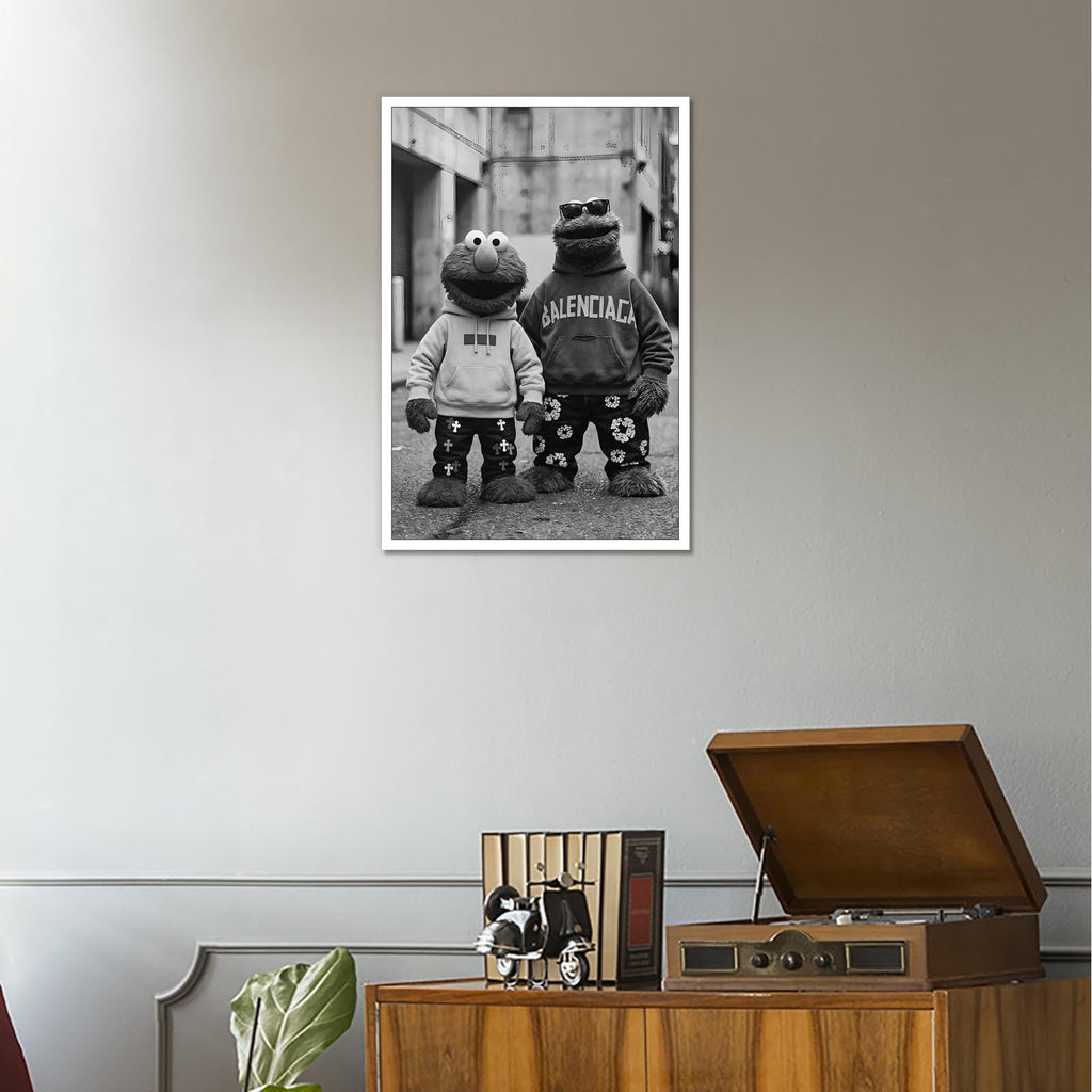 Funny Urban Street Style Poster Black And White Canvas Wall Art Vintage Abstract Urban Characters Inspired Artwork