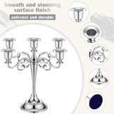 2 Pcs 5 Arm Metal Candelabra Candlestick Holders 10.24 Inch Tall Candlestick Holders Gothic Candle Holdery (Sliver)