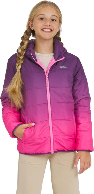 Girls' Deer Harbor Reversible Faux Fur Lined Insulated Puffer Jacket