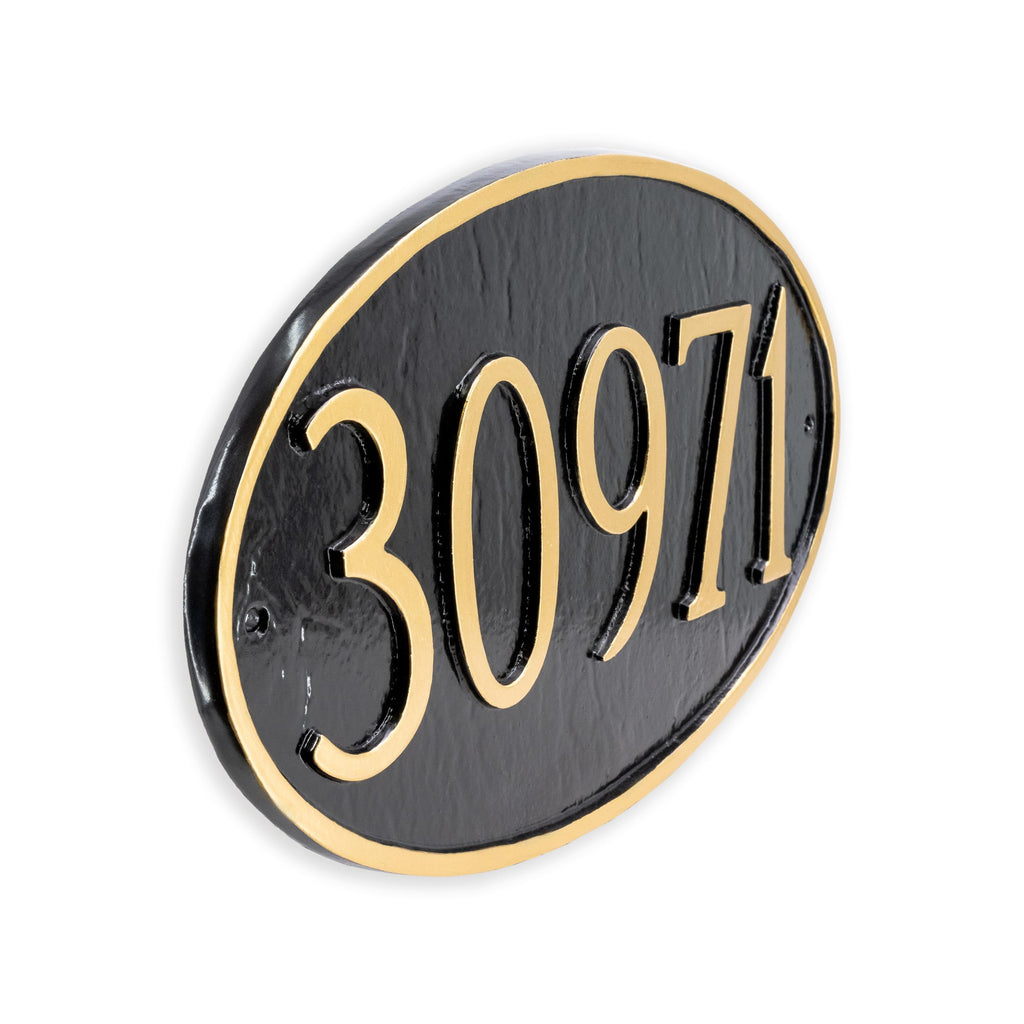 Classic Oval Address Wall Plaque Sign - Custom House Numbers - Wall Mount - Aluminum - Multiple Colors Available