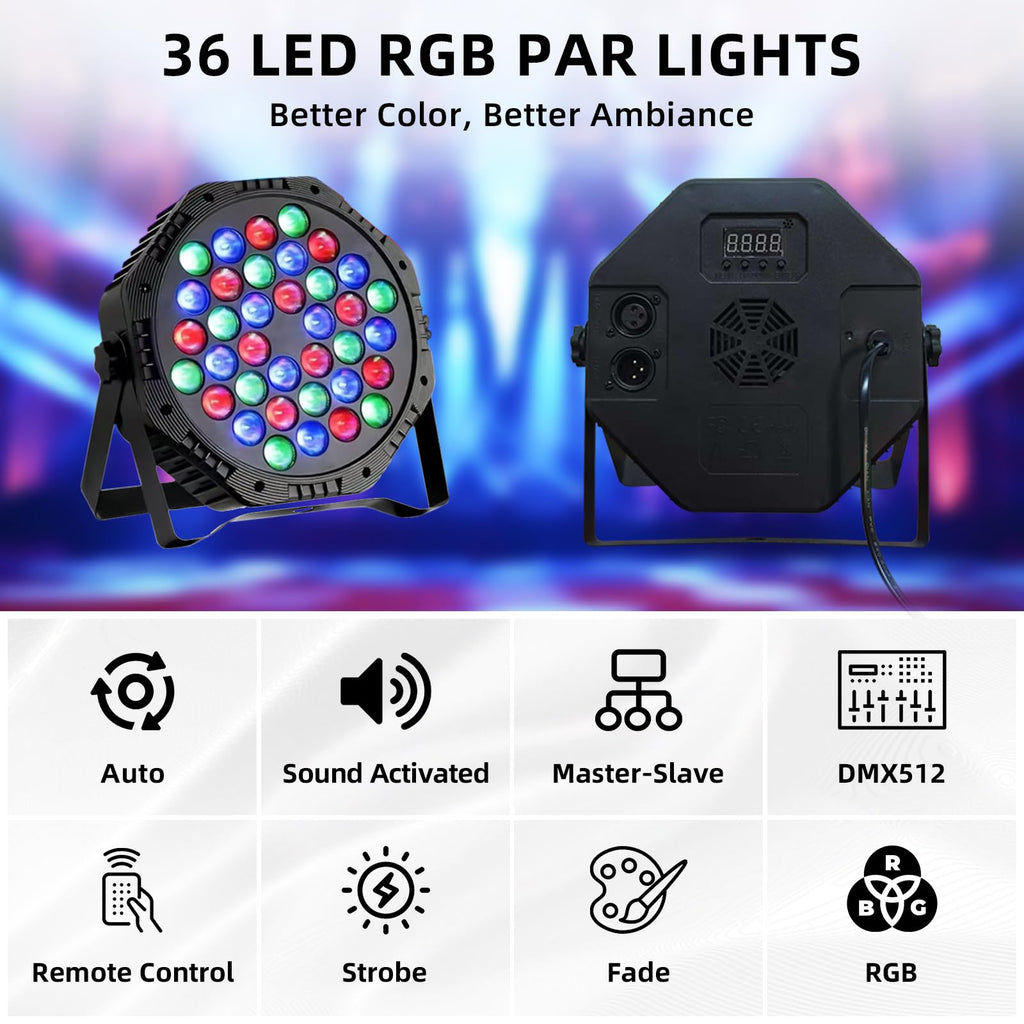 2-Pack LED Par Lights DJ Stage Light for Parties